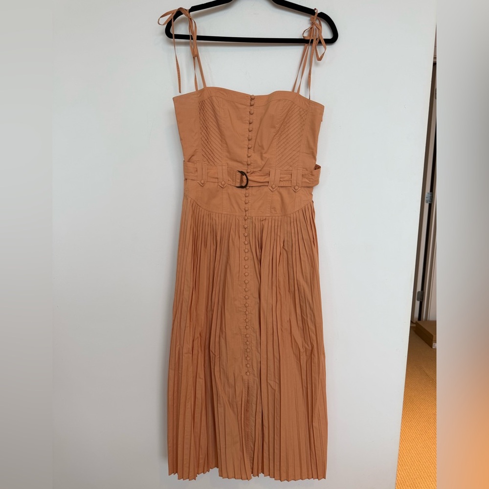 Ulla Johnson Cosette Belted Midi Dress in Pale Coral size 6 - Picture 5 of 9
